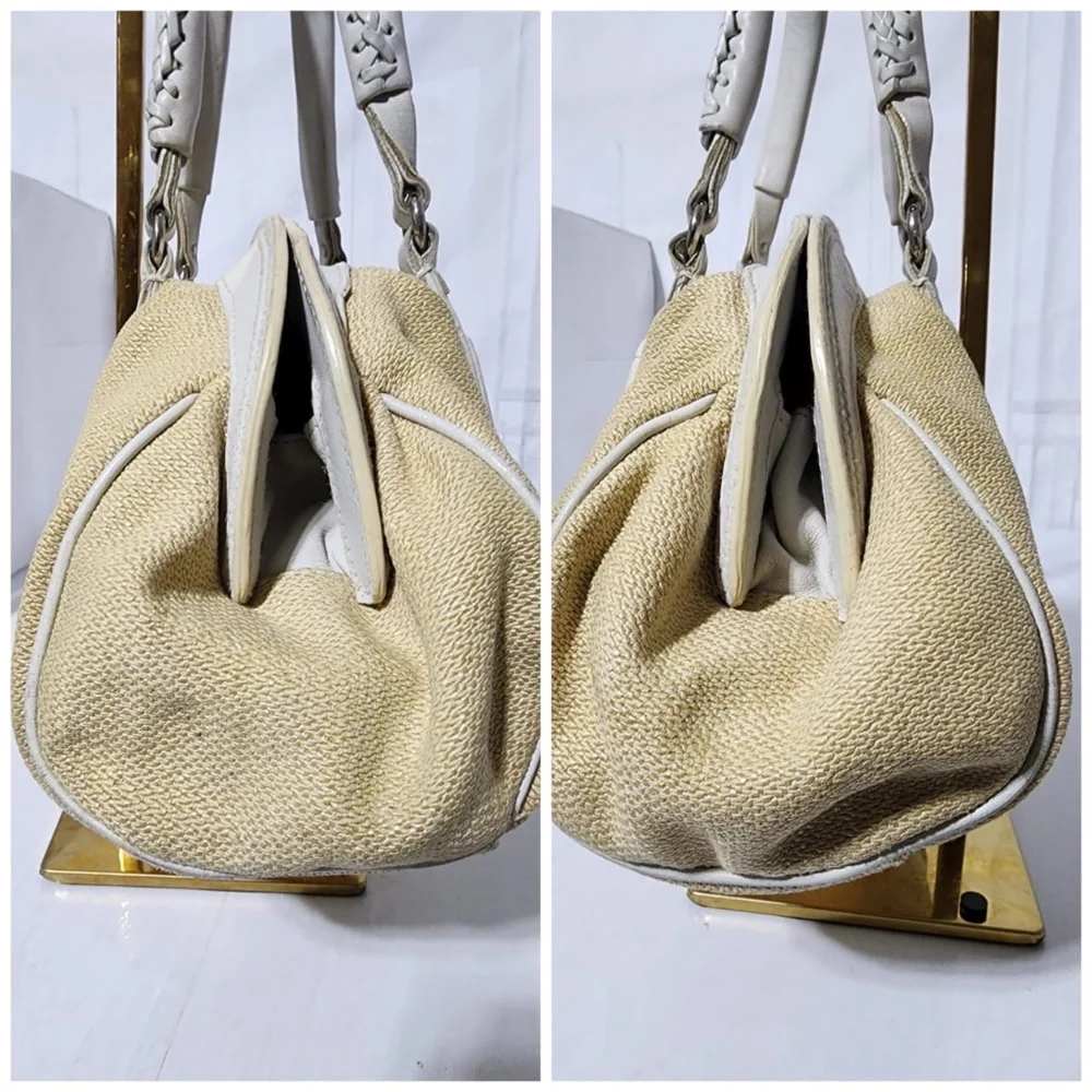 Authentic CHRISTIAN DIOR Raffia Frame Shoulder Bag Beige/Off-White - Picture 9 of 16